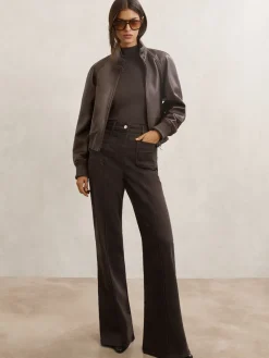 Chocoladebruin - Sakura flared jeans met opgestikte zakken*Reiss Discount