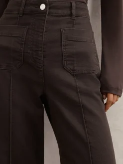 Chocoladebruin - Sakura flared jeans met opgestikte zakken*Reiss Discount