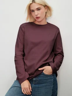 Chocoladebruin - Relaxed Long Sleeve Crew Neck T-Shirt*Next Discount