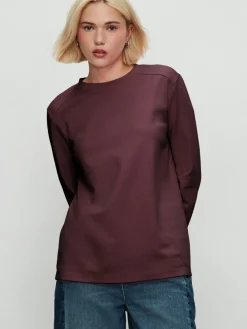 Chocoladebruin - Relaxed Long Sleeve Crew Neck T-Shirt*Next Discount