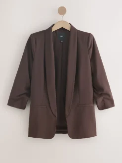 Chocoladebruin - Ruimvallend blazer met gerimpelde mouwen*Next New