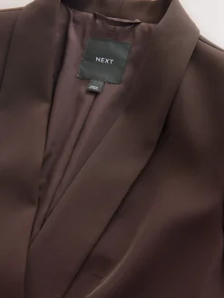 Chocoladebruin - Ruimvallend blazer met gerimpelde mouwen*Next New