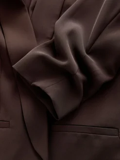 Chocoladebruin - Ruimvallend blazer met gerimpelde mouwen*Next New