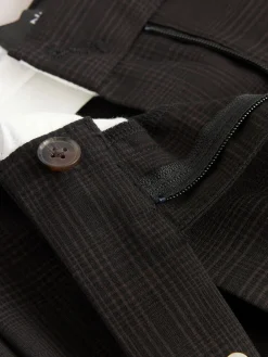 Chocoladebruin - Ruit broeken met dubbele plooi en rechte pijpen*Next Sale