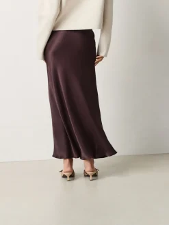 Chocoladebruin - Satijnen midirok*Next New