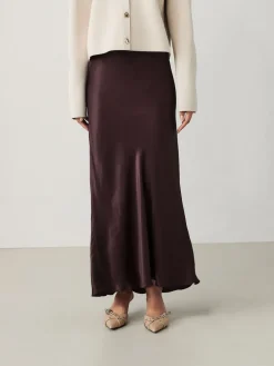 Chocoladebruin - Satijnen midirok*Next New