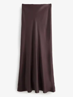 Chocoladebruin - Satijnen midirok*Next New
