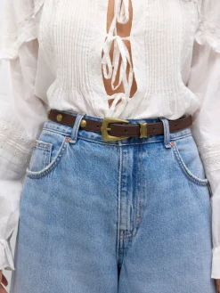 Chocoladebruin - Skinny PU Domed Stud Belt*Next Clearance