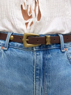 Chocoladebruin - Skinny PU Domed Stud Belt*Next Clearance