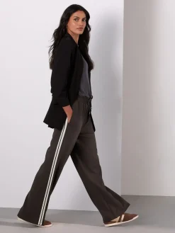 Chocoladebruin - Slinky trainingsbroek met wijde pijpen en zijstrepen*Next Discount