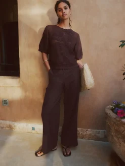 - Smart Front Linen Blend Wide Leg Trousers*Next Hot