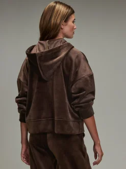 Chocoladebruin - Soft Feel Cord Long Sleeve Hoodie*Next Best