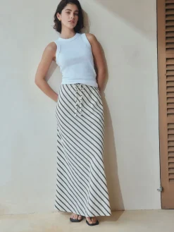 Chocoladebruin - Summer Column Skirt With Linen*Next