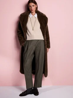 Chocoladebruin - Tabitha Simmons X Premium Long Faux Fur Coat*Next Clearance