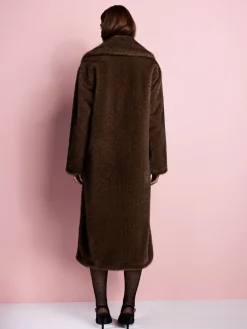 Chocoladebruin - Tabitha Simmons X Premium Long Faux Fur Coat*Next Clearance