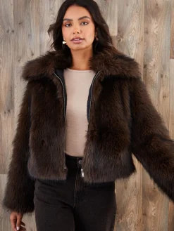 - Faux Fur Zip Through Coat*Threadbare Best