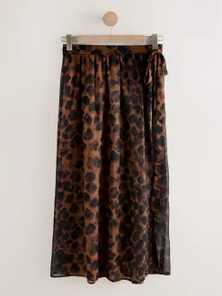 Chocoladebruin - Tie Side Maxi Sheer Skirt*Next Hot