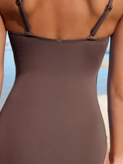 Chocoladebruin - Vormgevend bandeaubadpak met buikcorrectie*Next Discount