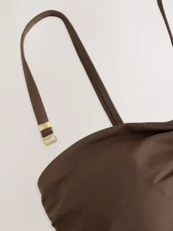 Chocoladebruin - Vormgevend bandeaubadpak met buikcorrectie*Next Discount