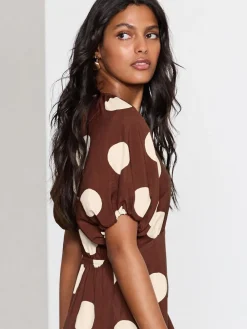 - Midi-jurk met print en pofmouwen*Next Clearance
