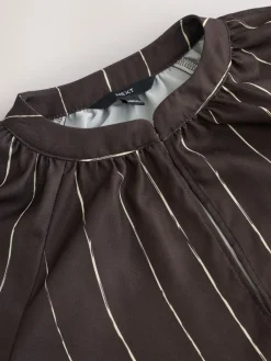 Chocoladebruin gestreept - Blouse met V-hals en lange mouwen*Next Outlet