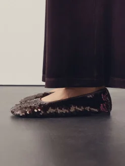 - Forever Comfort® Round Toe Sequin Ballerina Flats*Next Online