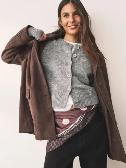 Chocoladebruin met stippen - Vierkante satijnen sjaal*Next Sale