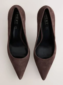 Chocoladebruin suède - Leren mid-court pumps*Next Discount
