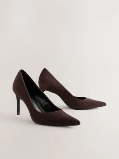 Chocoladebruin suède - Leren mid-court pumps*Next Discount