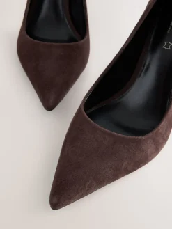 Chocoladebruin suède - Leren mid-court pumps*Next Discount