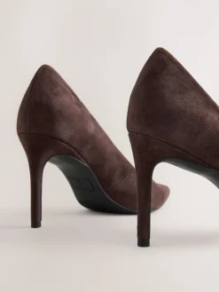 Chocoladebruin suède - Leren mid-court pumps*Next Discount
