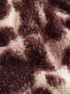 Chocoladebruin/roze luipaardprint - Soft Touch Knusse Teddy Borg Kwartrondrits Fleece*Next New