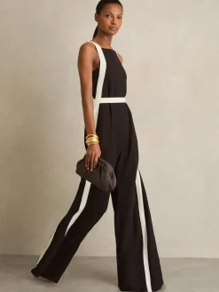 - Salma Colourblock Wide Leg Belted Jumpsuit*Reiss Discount