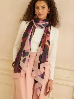 Chocolate and Pink Leo Print - Lightweight Scarf*Love & Roses Online