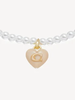Signature Heart Pearl Choker Necklace*Coach Best