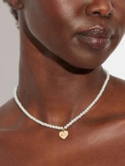 Signature Heart Pearl Choker Necklace*Coach Best