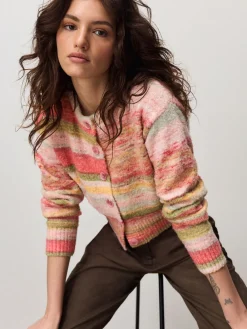 - Spacedye Knitted Crew Neck Cardigan*Next