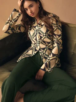 - Lyocell Blend Collared V-Neck Shirt*Next