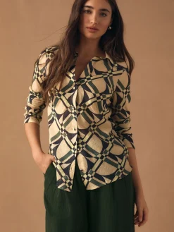 - Lyocell Blend Collared V-Neck Shirt*Next