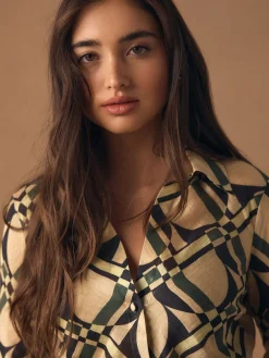 - Lyocell Blend Collared V-Neck Shirt*Next