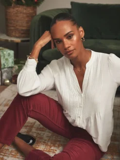 Abigail Pintuck Blouse*Crew Clothing Clearance