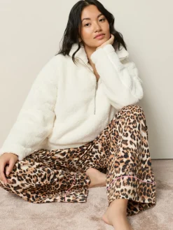 Crème - Borg fleece met korte rits*Next Discount