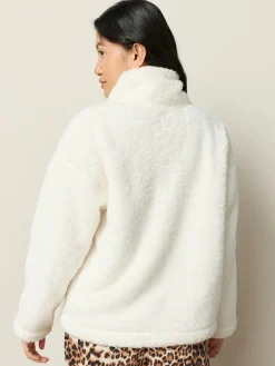 Crème - Borg fleece met korte rits*Next Discount