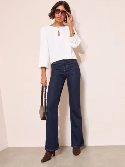 - 3/4 Sleeve Keyhole Front Hardware Detail Blouse*Friends Like These Best