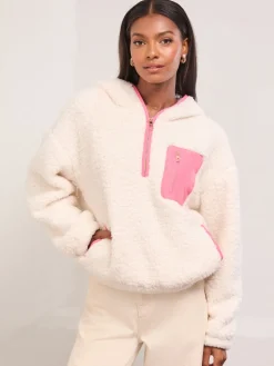 - Cosy Borg Half Zip Hoodie*Lipsy Sale