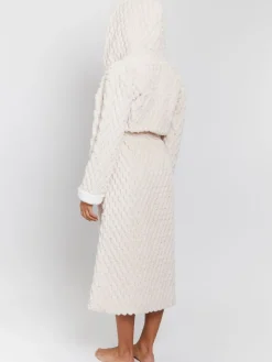 - - Geometrische luxe fleece maxi-badjas met capuchon*Loungeable New