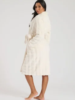 - Bubble Cut Fleece Shawl Collar Midi Dressing Gown*Loungeable Sale
