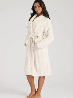 - Bubble Cut Fleece Shawl Collar Midi Dressing Gown*Loungeable Sale