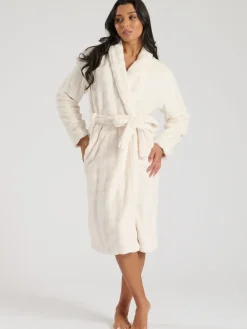 - Bubble Cut Fleece Shawl Collar Midi Dressing Gown*Loungeable Sale