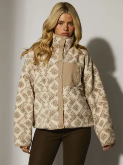 - Print Oversized Borg Zip Jacket With Pocket*South Beach New